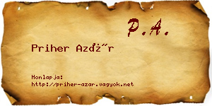 Priher Azár névjegykártya